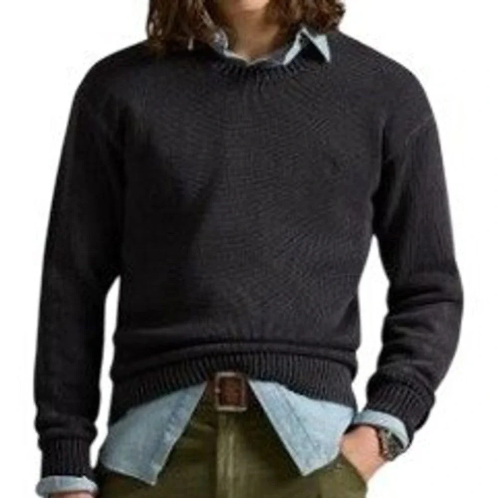 Polo Ralph Lauren Mens Black 100% Cotton Crewneck Sweater Size‎ XL
